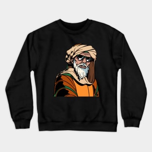 White Bearded Arabian Man Wearing Sunglasses Crewneck Sweatshirt